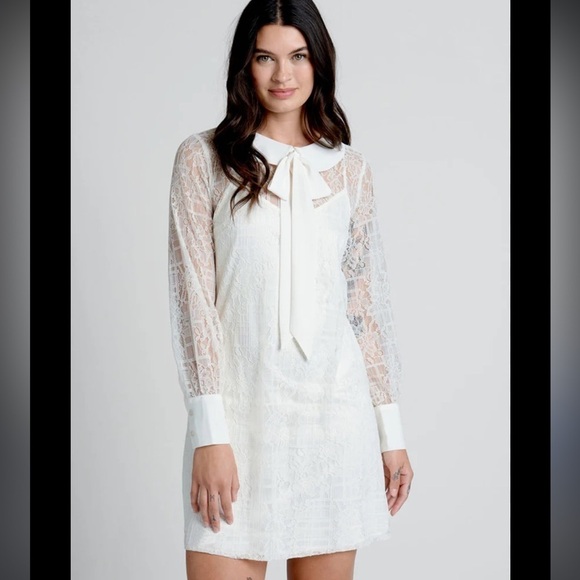 NWT ModCloth women’s white lace honeymoon maven shift dress L - Picture 1 of 10